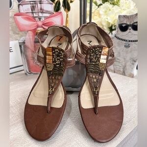 Mia Brown Beaded Women's Sandals